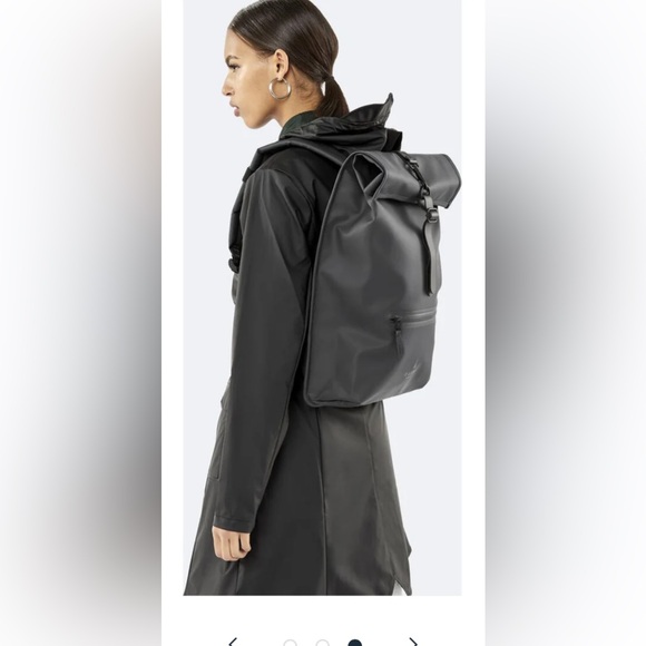 Rains Handbags - RAINS Rolltop Rucksack Army Metallic Grey Waterproof Backpack Unisex NWT